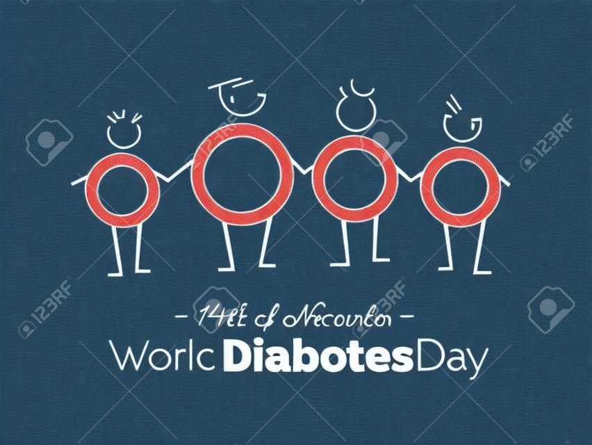 14 listopada Światowy plakat uświadamiający dzień cukrzycy. Ilustracja wektorowa