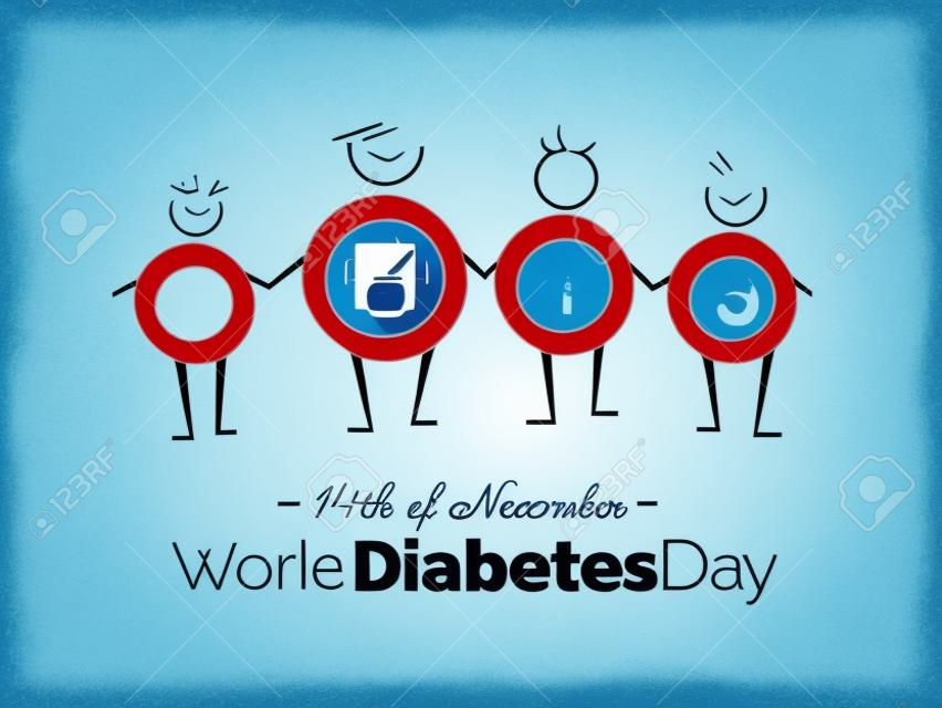 14 listopada Światowy plakat uświadamiający dzień cukrzycy. Ilustracja wektorowa