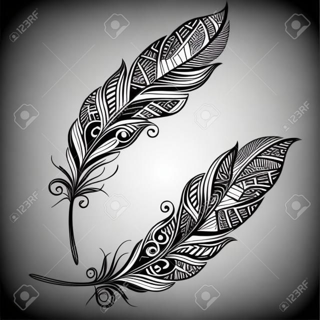 Vector Peerless decorativo pluma, diseño tribal, tatuaje