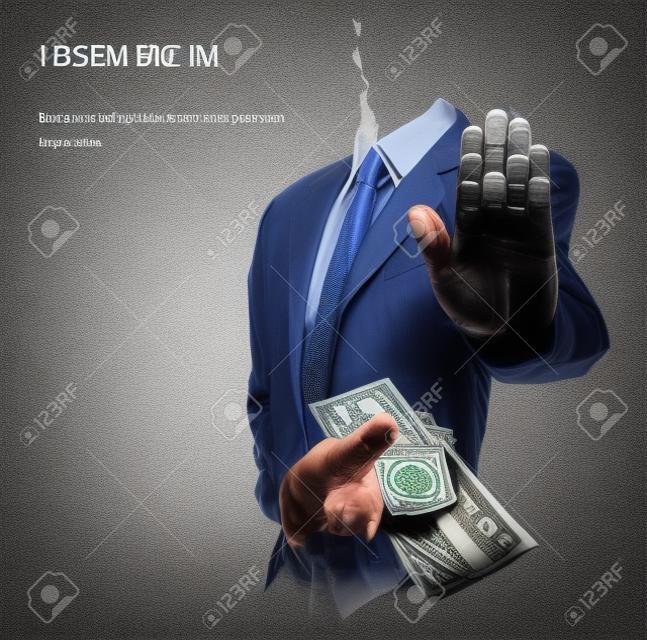 Businessman refusing the money offered by businessman, no corruption