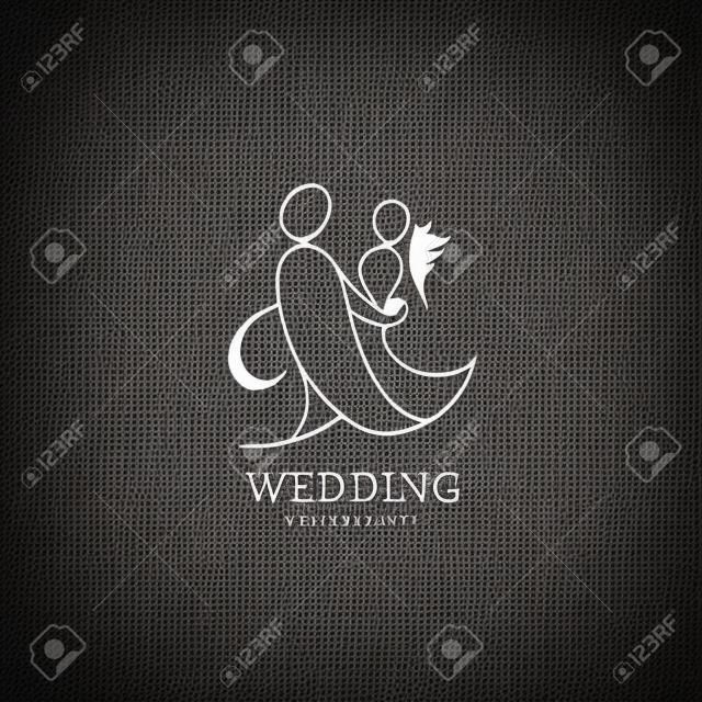 矢量婚禮標誌設計模板，結婚夫婦儀式象徵