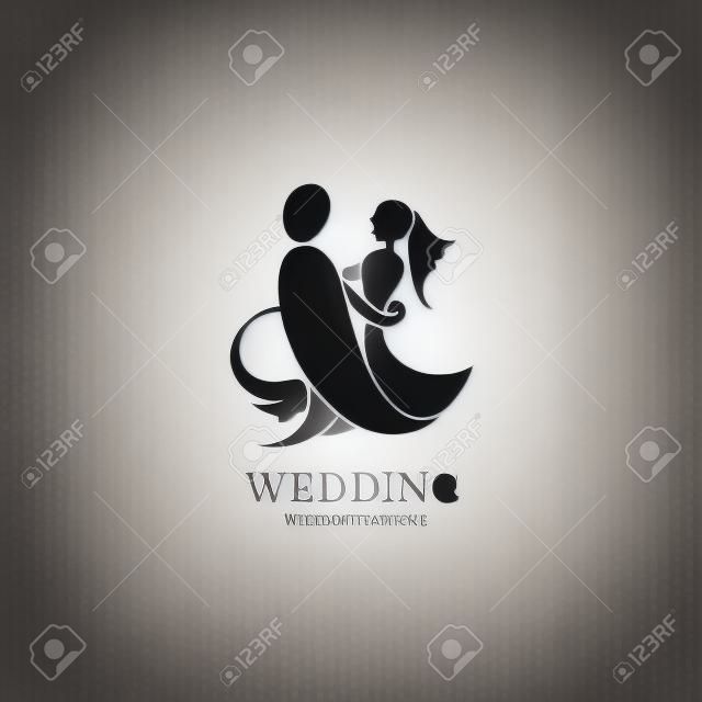矢量婚禮標誌設計模板，結婚夫婦儀式象徵