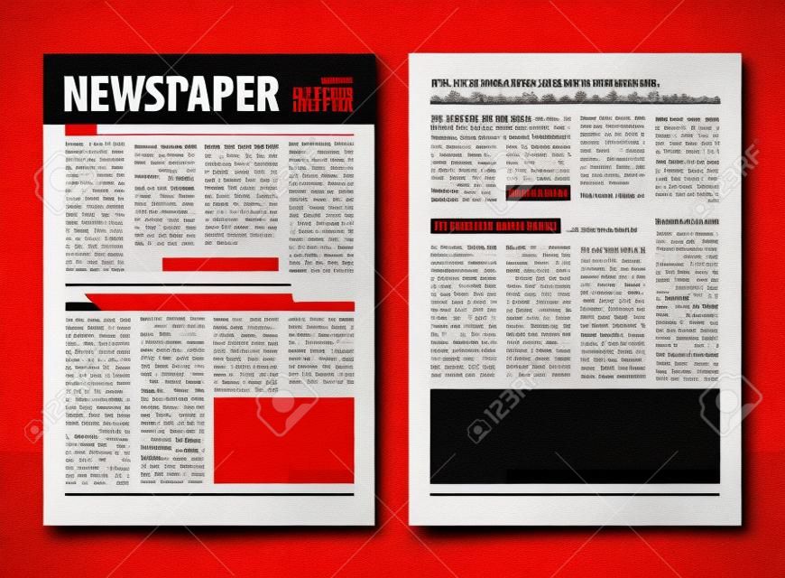 kırmızı ve siyah unsurlarla Vektör boş gazete baskı şablonu tasarım