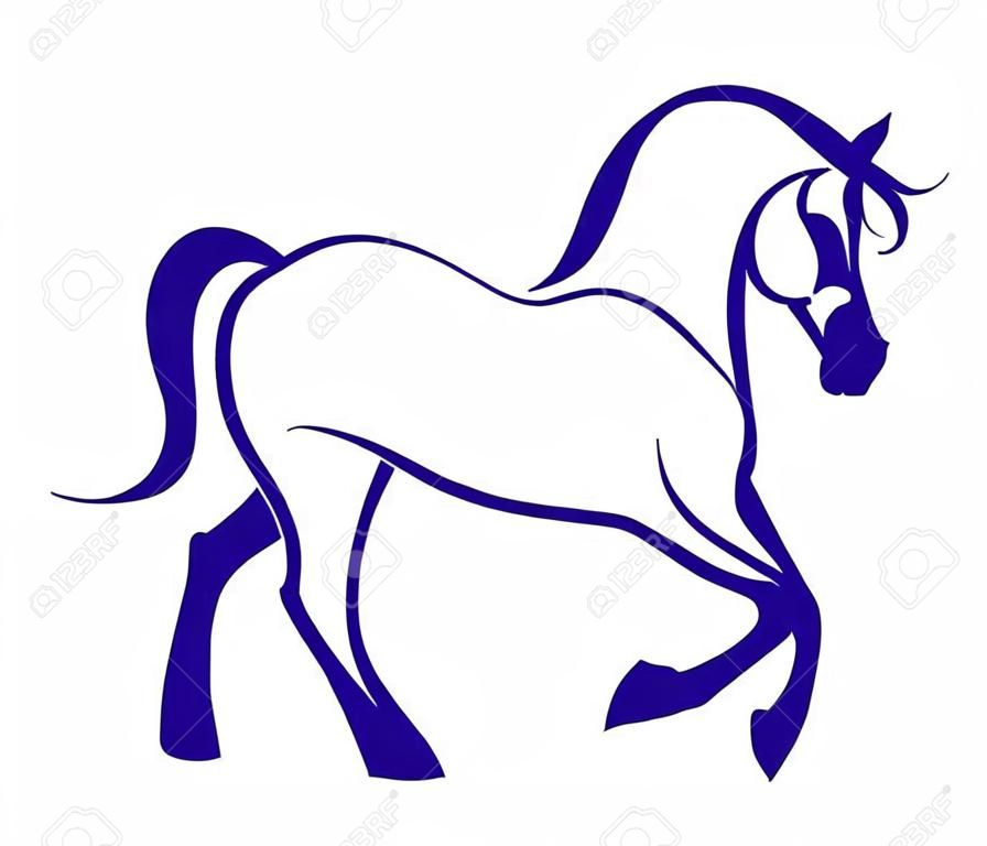 A logo of the trotting horse.