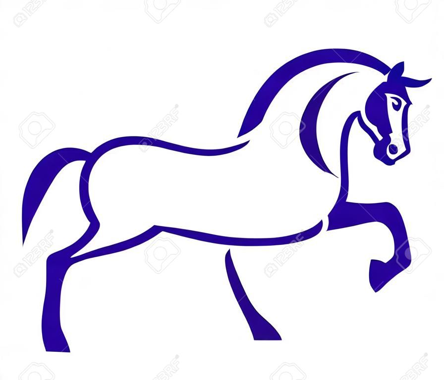 A logo of the trotting horse.