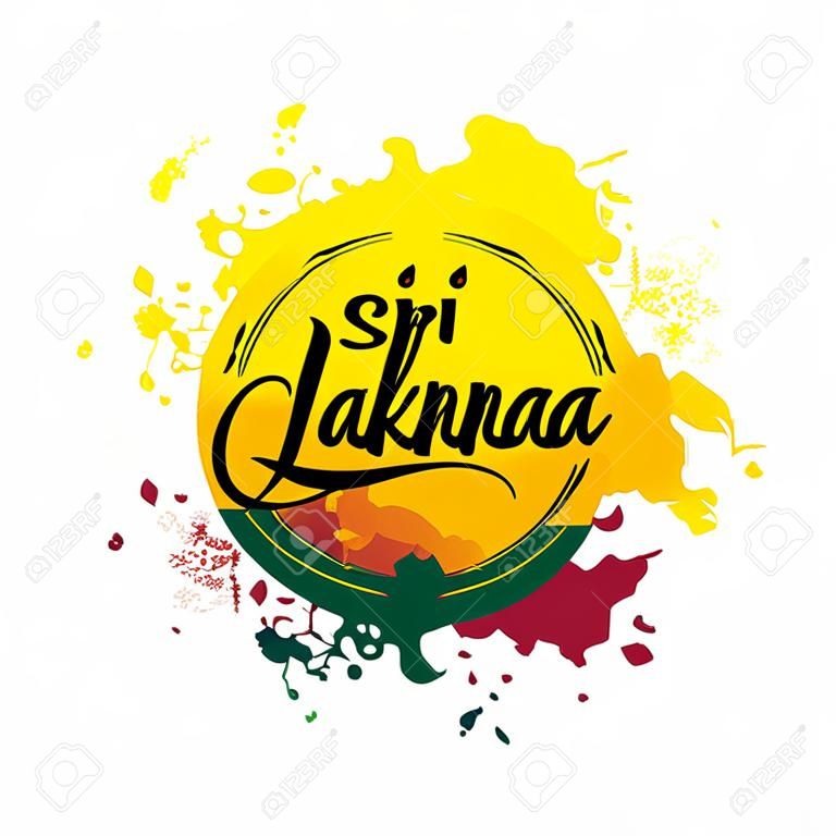 Stempel oder Aufkleber mit dem Namen von Sri Lanka, Flagge Farben, Vektor-Illustration