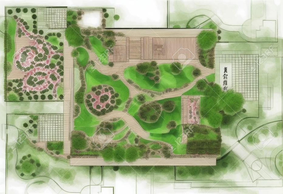 Landscape architect design traditional chinese garden plan.