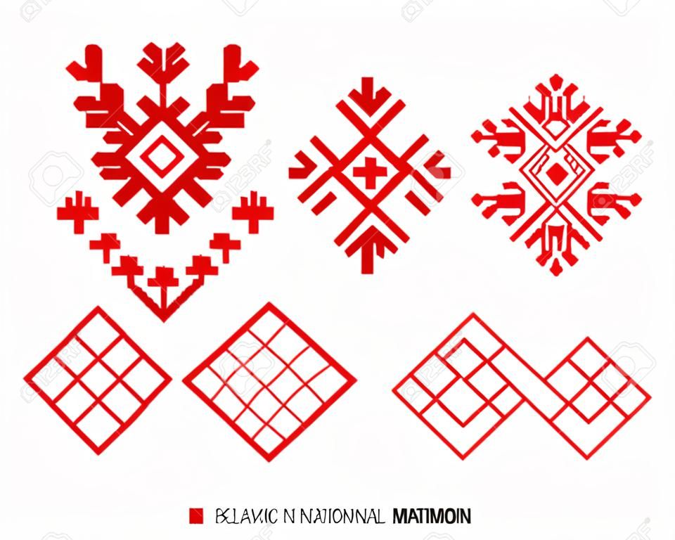 Slavo rosso e simbolo nazionale bielorusso, ornamento. Ricamo