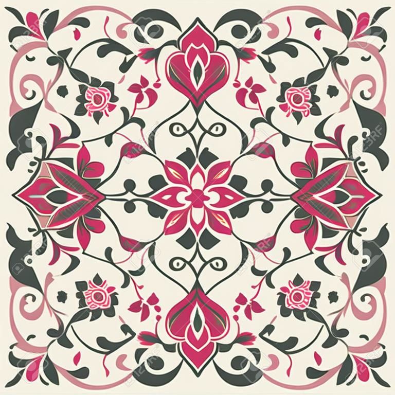 Traditional ethnic floral tile design in Eastern style.