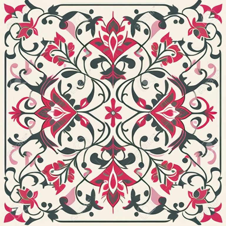 Traditional ethnic floral tile design in Eastern style.