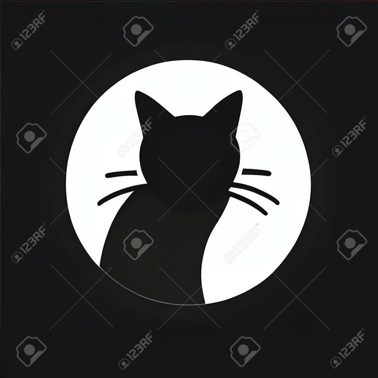 Modèle de vecteur de conception d'icône de chat Style plat. Magasin de clinique vétérinaire pour animaux domestiques Icône de concept de logotype