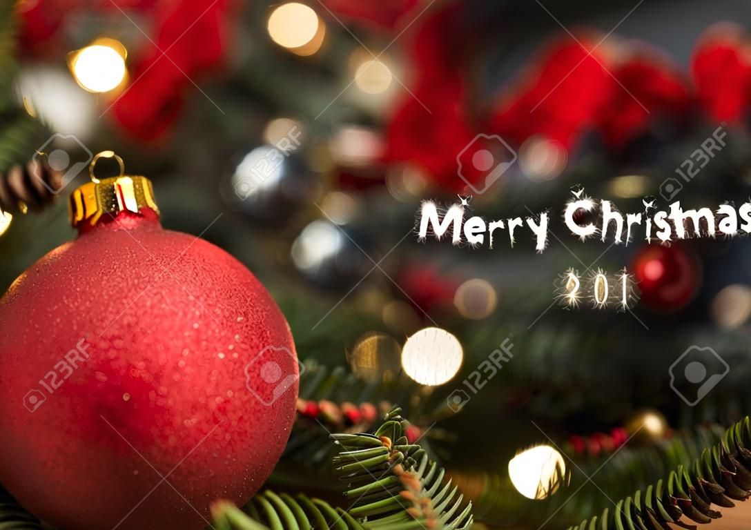 Макрофотография елки украшения с Рождеством знак