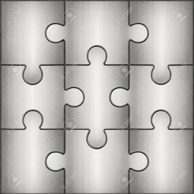 Jigsaw puzzle vector, modelo simples em branco 3x3