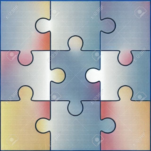 Jigsaw puzzle vector, modelo simples em branco 3x3
