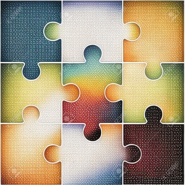 Jigsaw puzzle vector, blank simple template 3x3