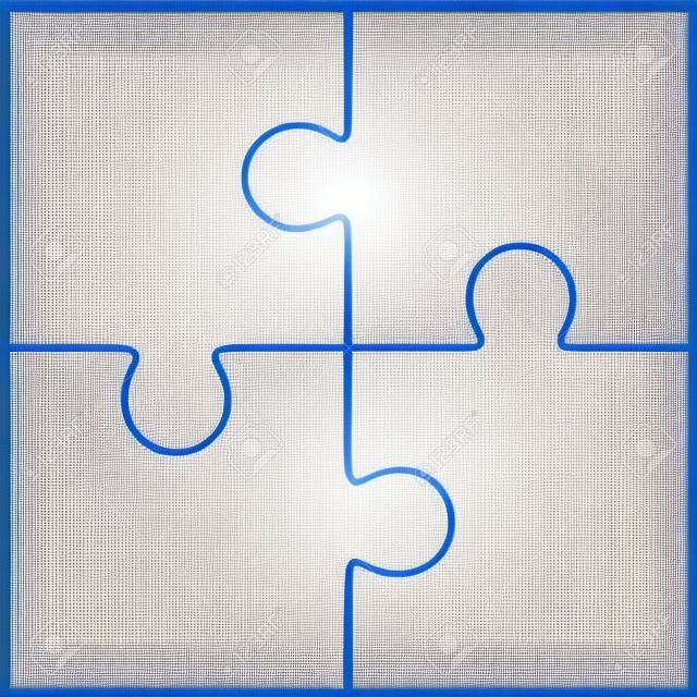 Wektor puzzle, puste prosty szablon 2x2, cztery kawałki