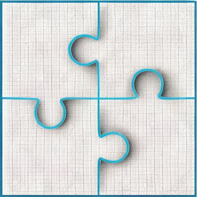 Jigsaw puzzle vector, blank simple template 2x2, four pieces