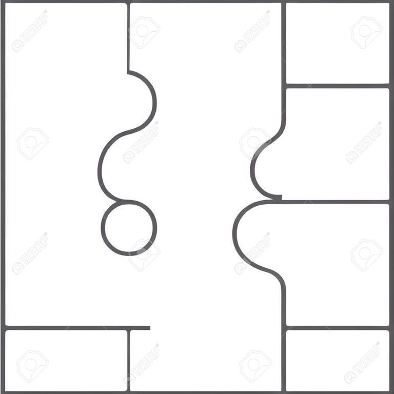 Puzzle vektor, üres egyszerű sablon 2x2, négy darab