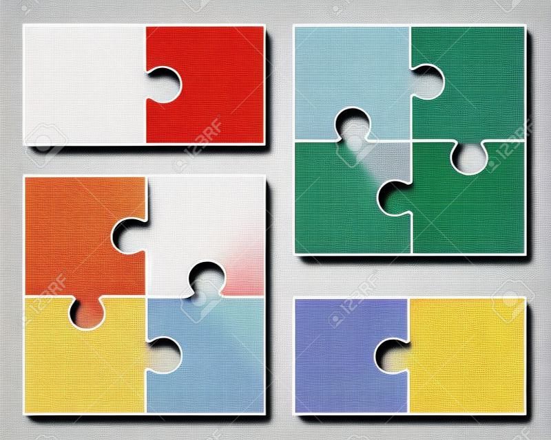 拼圖矢量空白簡單的模板，四片，兩個元素