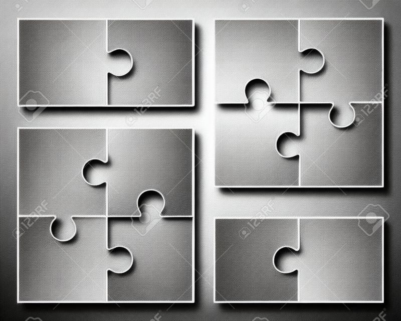 vecteur de puzzle, des modèles simples vierges, quatre pièces, deux éléments