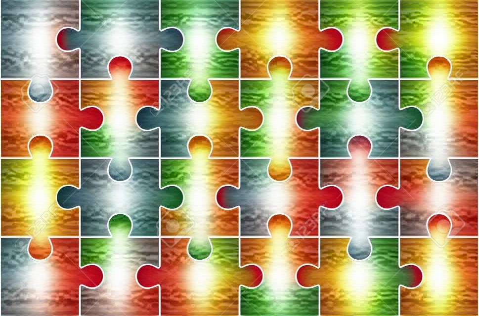 Puzzleleerzeichenschablone 6x4 Elementen, Zwanzig vier Puzzleteile. Vektor-Illustration.