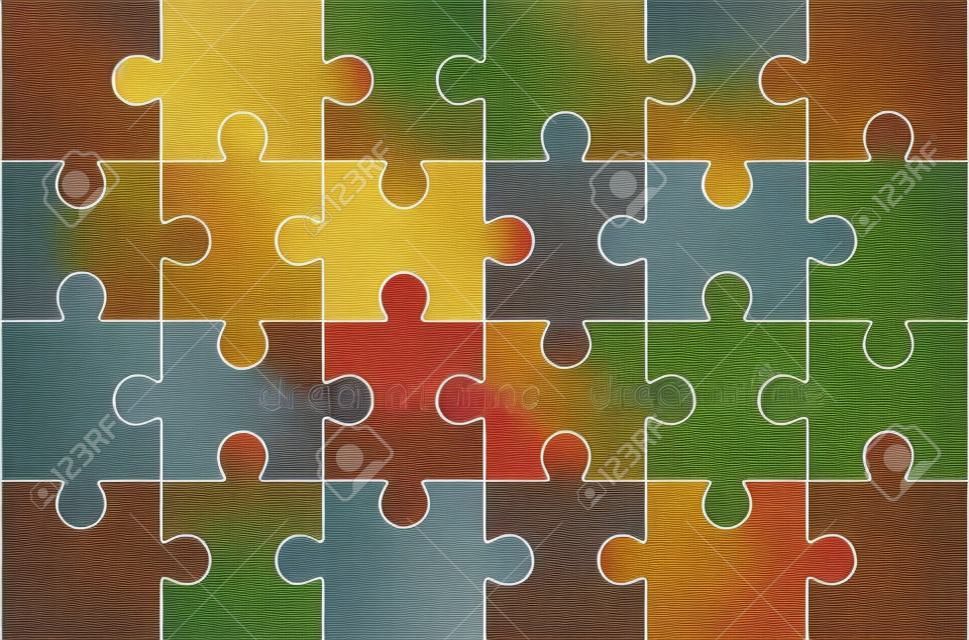 Elementy puzzli pusty szablon 6x4, dwadzieścia cztery układanki. ilustracji wektorowych.