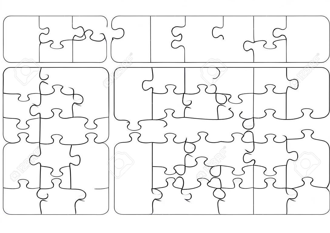 Jigsaw Puzzle-Vektor-Vorlagen Satz von verschiedenen leere einfache Stücke