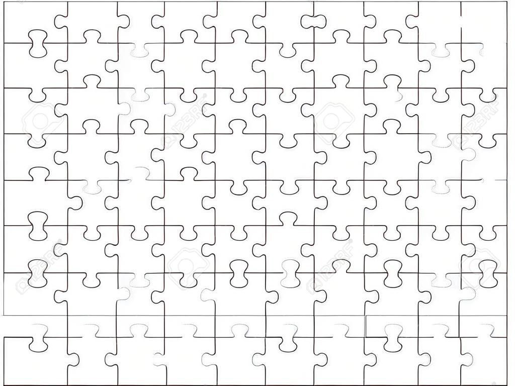 Bilmecenin boş şablon 6x8 elemanları, kırk sekiz puzzle parçaları. Vector illustration.