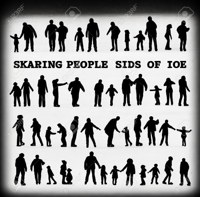 Patinage silhouettes de personnes sur la patinoire