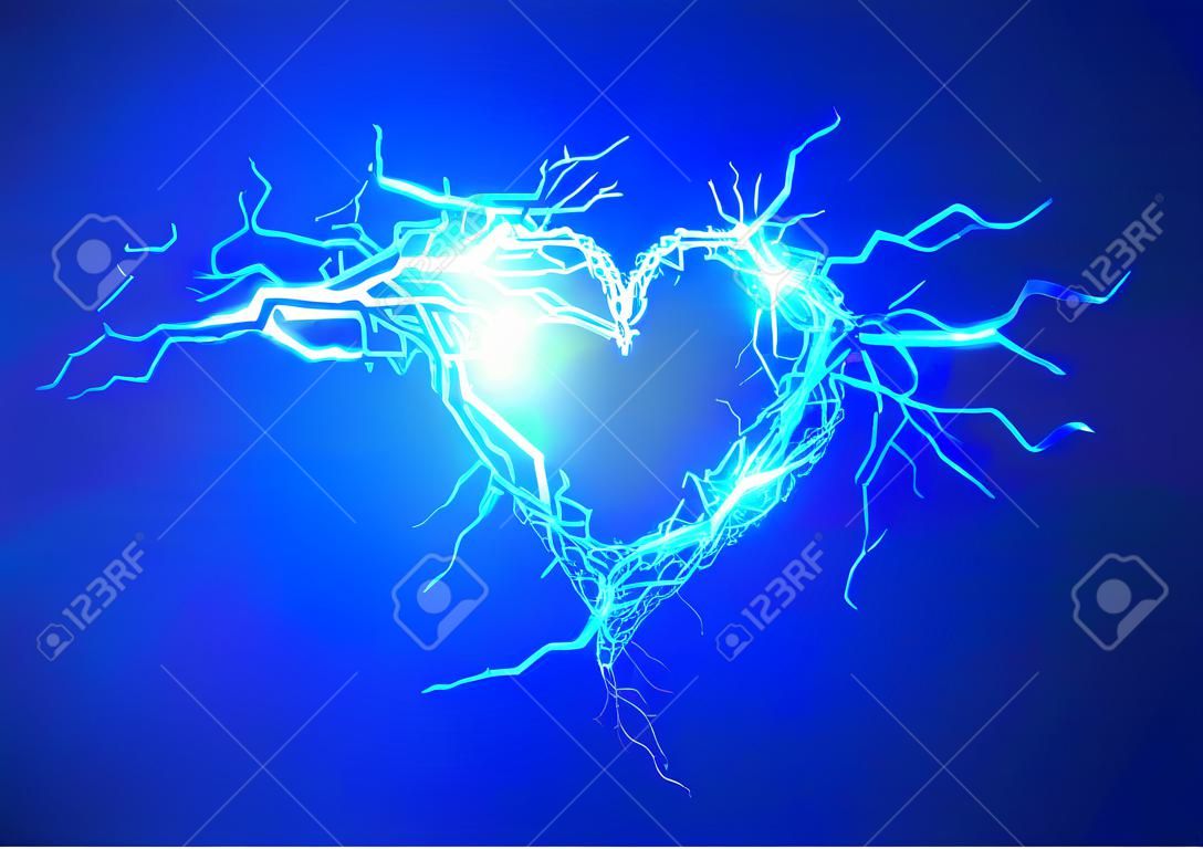 Corazón humano. Las luces eléctricas efecto de fondo.
