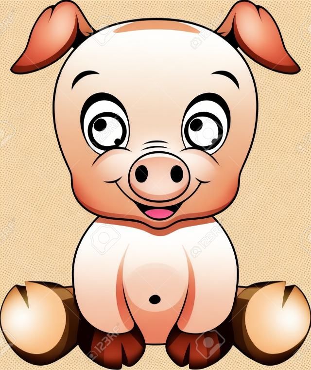 bonito bebê porco desenho animado