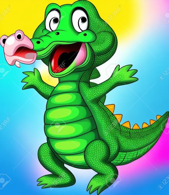 Szczęśliwa zabawa kreskówka krokodyla