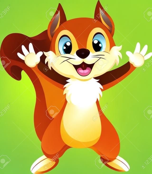 Cute squirrel cartoon waving