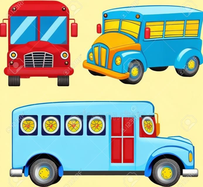 Ilustração, de, desenho animado, escola, ônibus