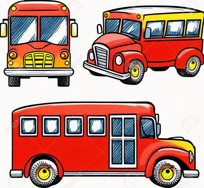 Ilustração, de, desenho animado, escola, ônibus