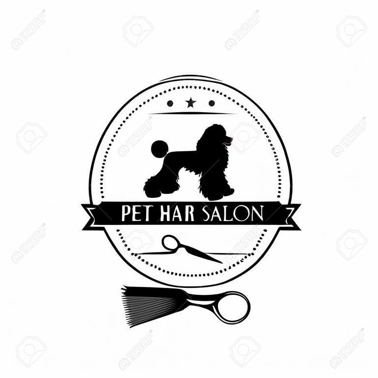 Logo voor dieren haar salon, styling en verzorging winkel, dierenwinkel voor honden en katten. Vector illustratie