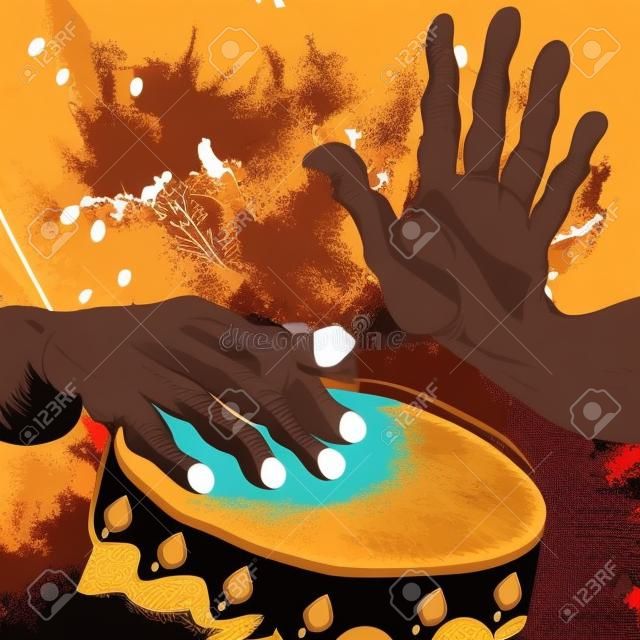 Vector Illustration of ein african drummer