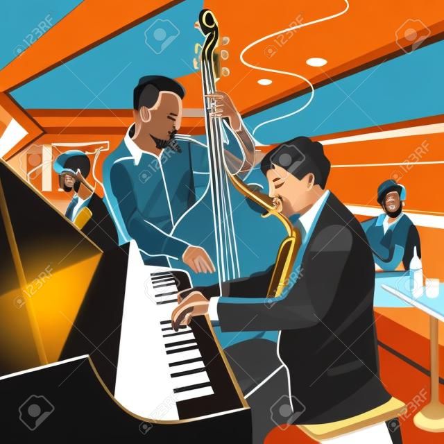 Ilustración vectorial de una banda de Jazz