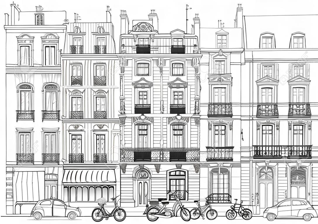 Ilustração de fachadas em Paris