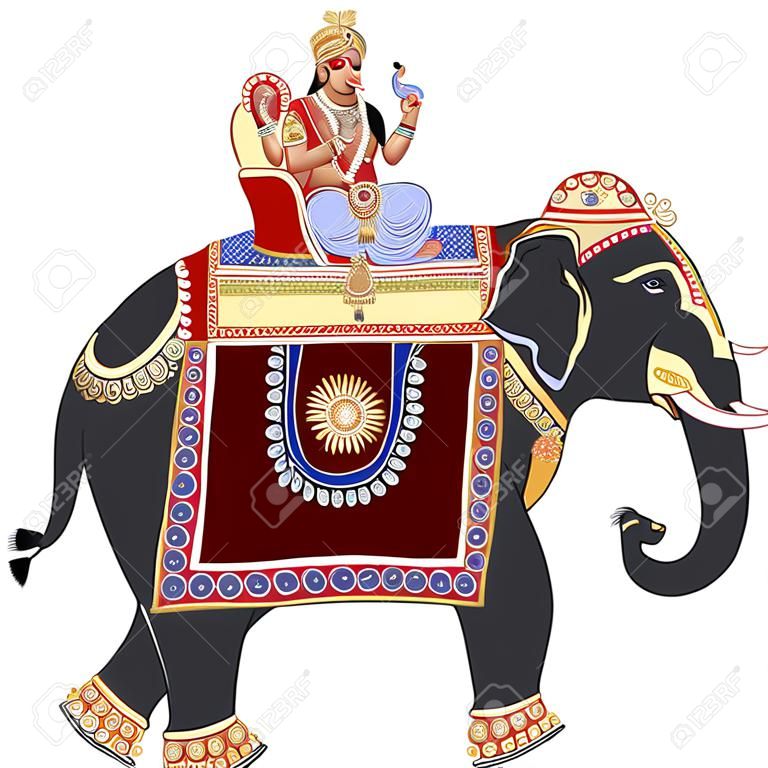 Ilustración de un elefante indio decorado