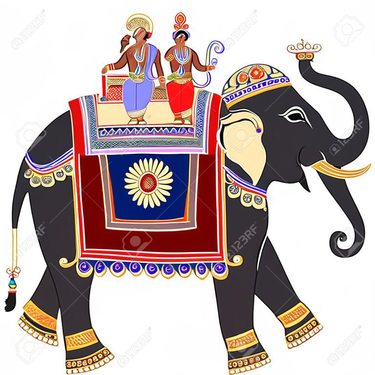 illusztrációja díszített indiai elefánt