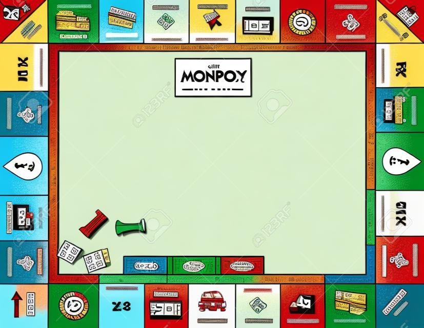 Cadre du monopole jeu de société, cadre drôle, jeux de société, illustrations vectorielles