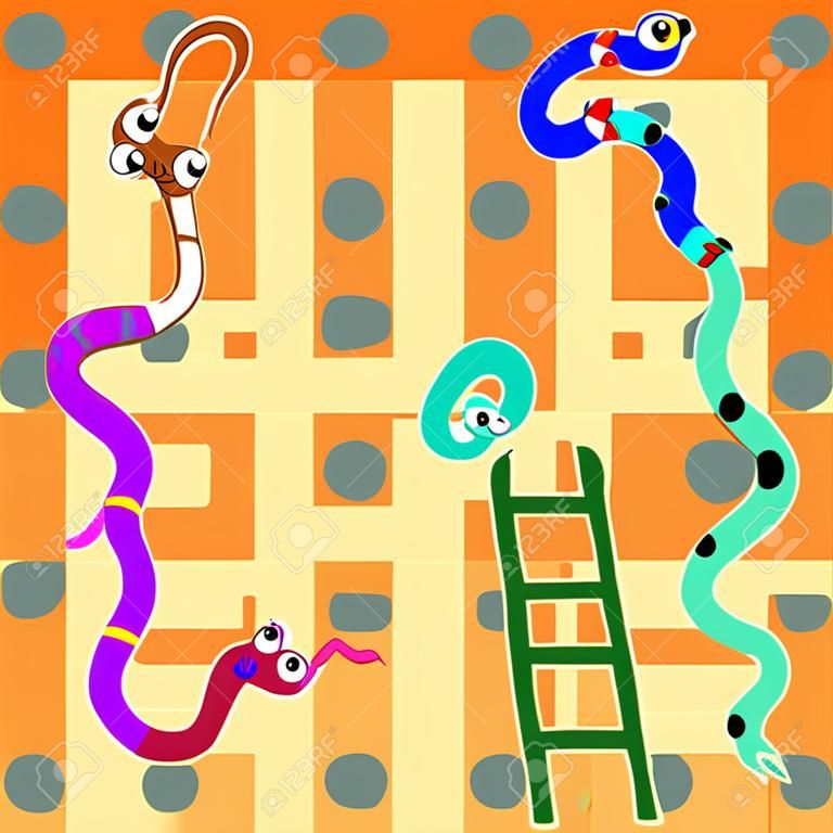 Leiterschlangenspiel, lustiger Rahmen für Kinder