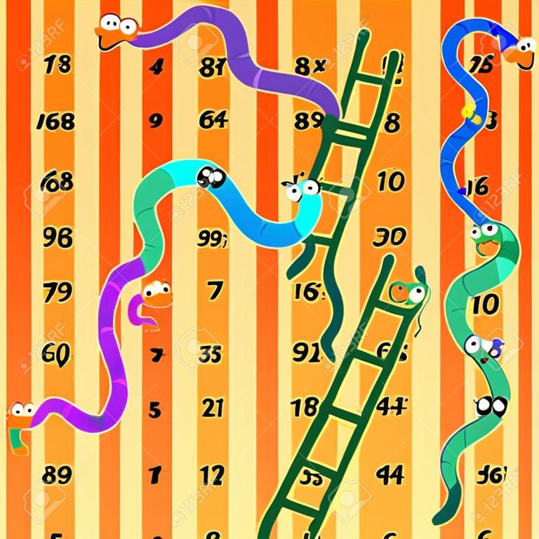 Leiterschlangenspiel, lustiger Rahmen für Kinder