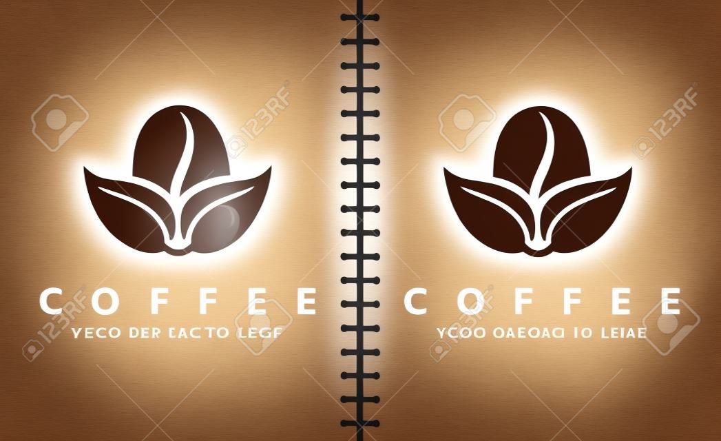 Ziarna kawy i liść logo wektor logo projektu ilustracji wektorowych