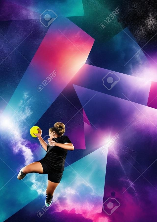 Kobieta Handball tle plakatu lub ulotki z miejsca