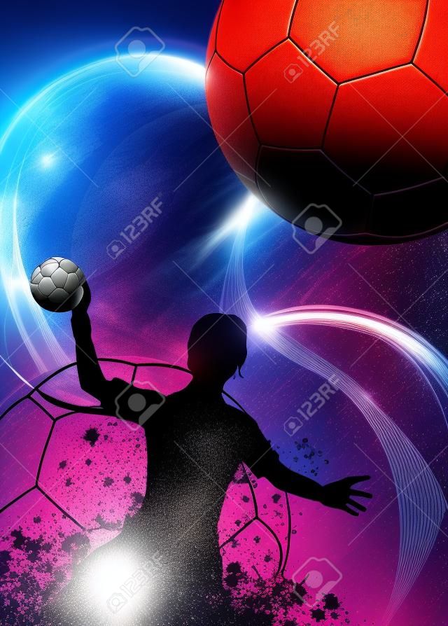 Handball Spiel Mädchen Einladungsplakat oder Flyer Hintergrund mit Raum