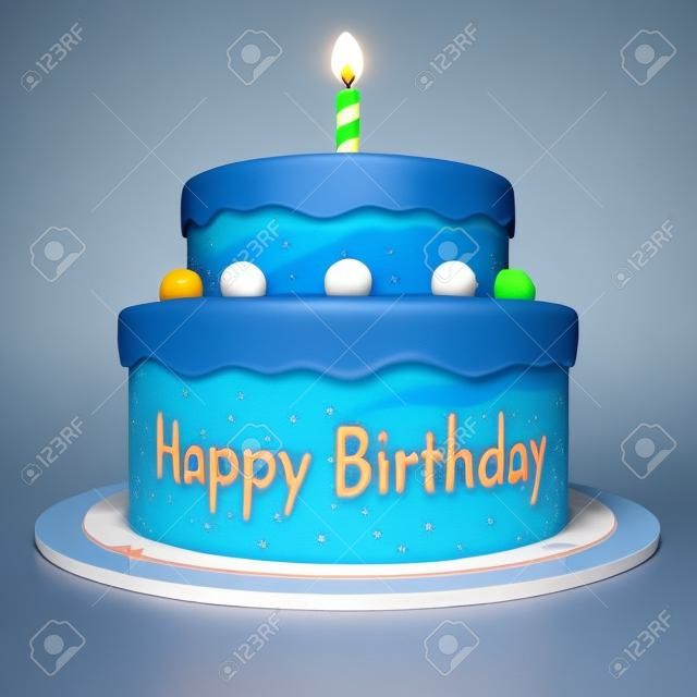 3D Happy Birthday Blue Cake for Boys