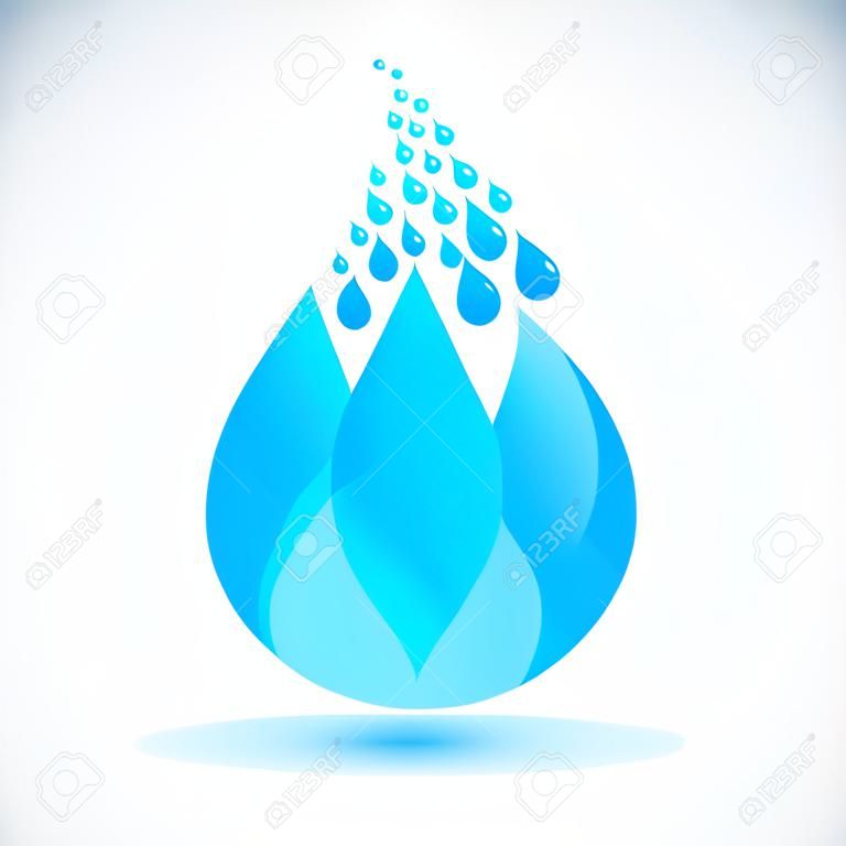 Clean water blue drop made of small drops, vector illustration.