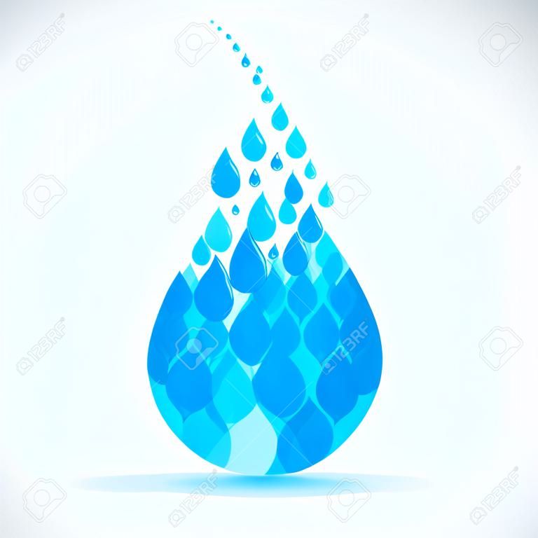 Czystej wody błękita kropla robić małe krople, wektorowa ilustracja.